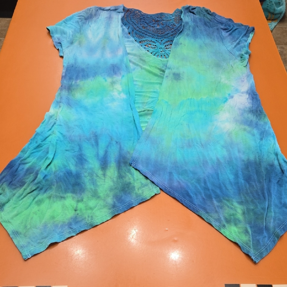 Apt. 9 Tie-Dye Open Front Cardigan, Size Large